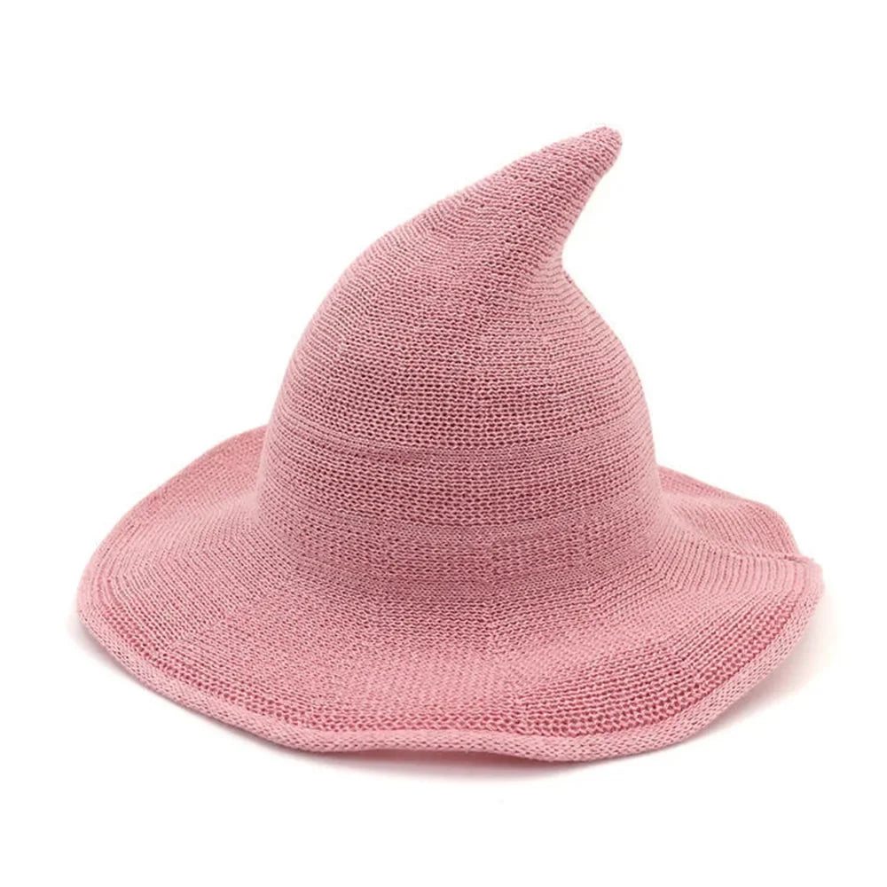 Halloween Witch Hat Long Point Knitted Cap with Wide Brim for Adults | | Wiccan Center