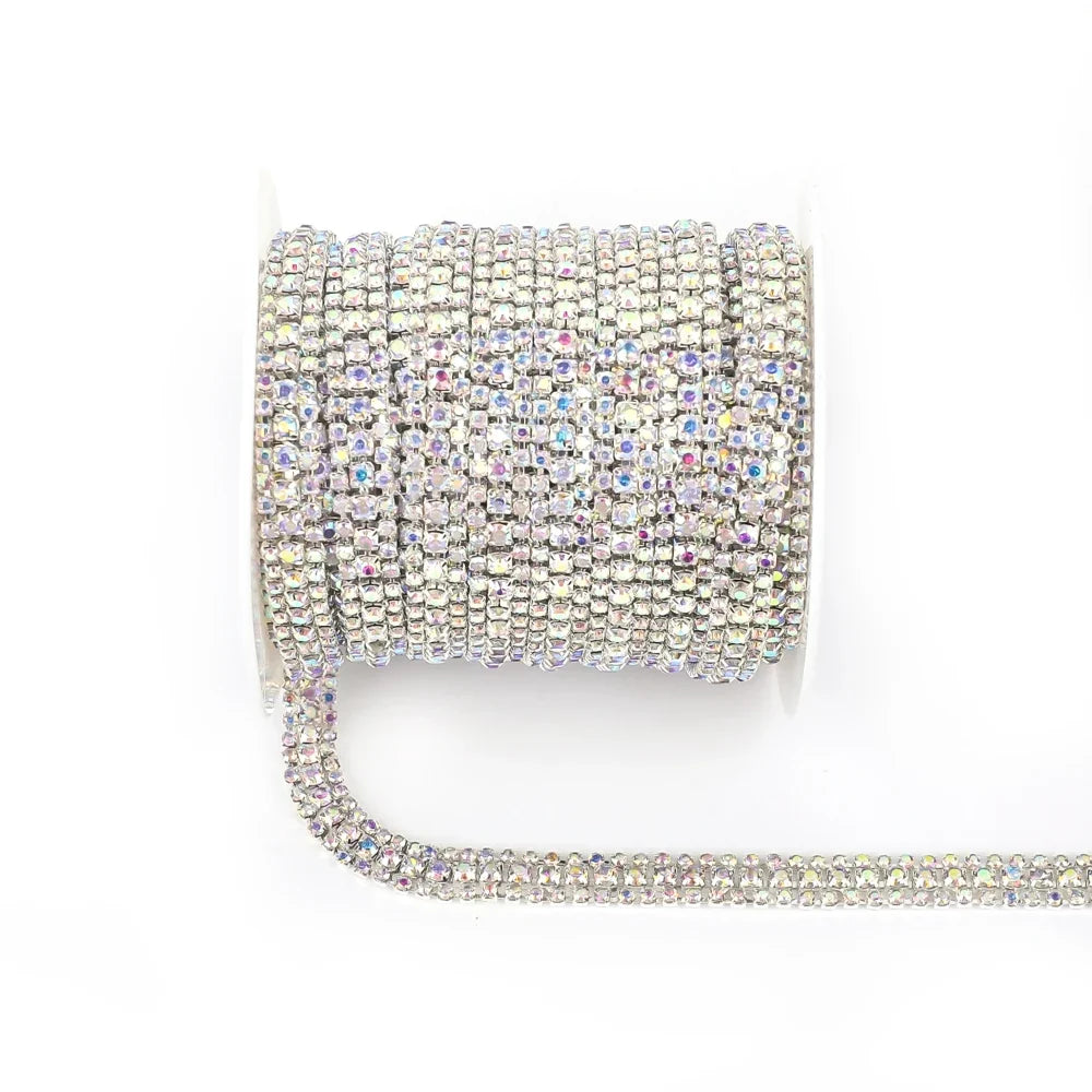 The Stardust Triple Crown – 3-Row Glass Crystal Rhinestone Cup Chain Trim