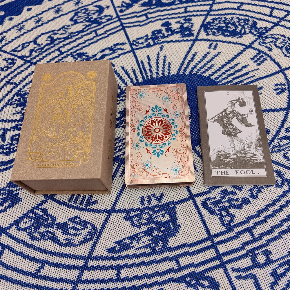 Gold Foil Tarot Plastic Cards Rose Pink Oracle Waterproof Card Deck Mysterious Board Game Divination Cards | | Wiccan Center