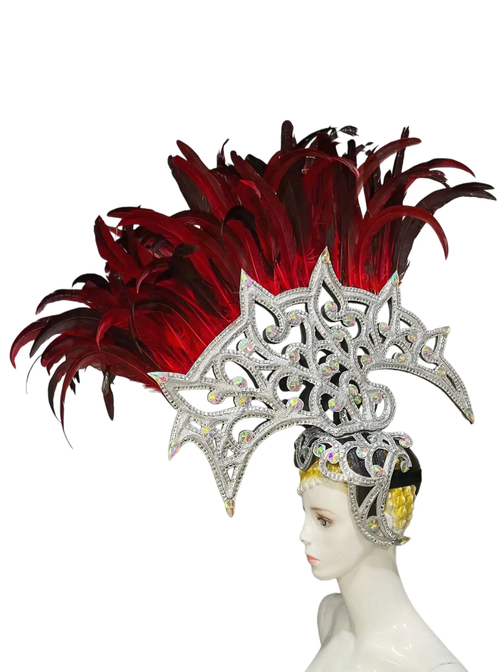 The Stardust Dionysia – Elegant Feathered Samba Carnival & Masquerade Headdress