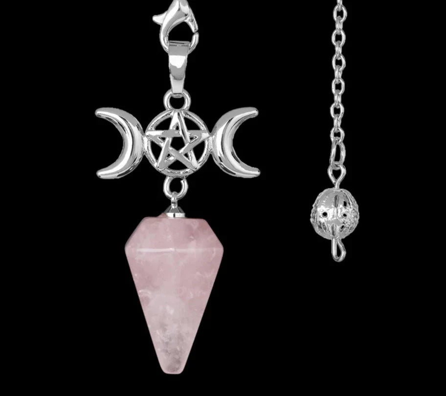 Triple Moon Pentacle Crystal Pendulums | Pendulums | Wiccan Center