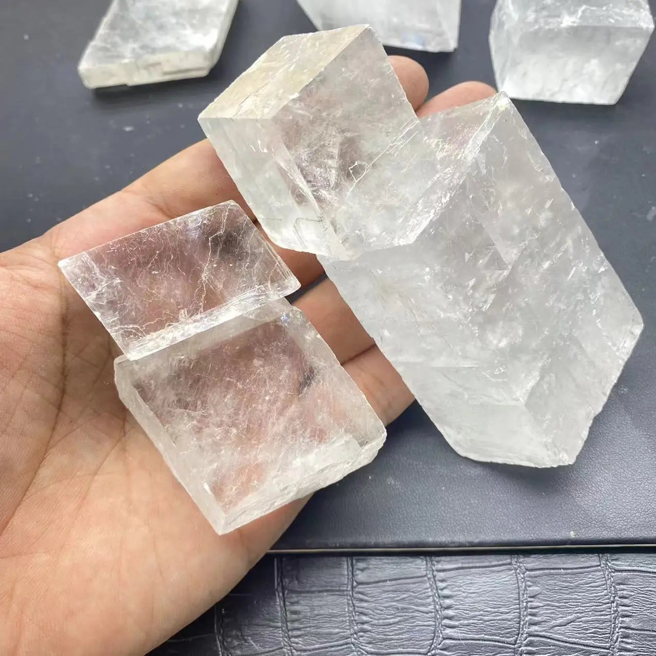 Natural Transparent Raw White Optical Calcite Iceland Spar Mineral Specimen Healing Stones Quartz Home Decor
