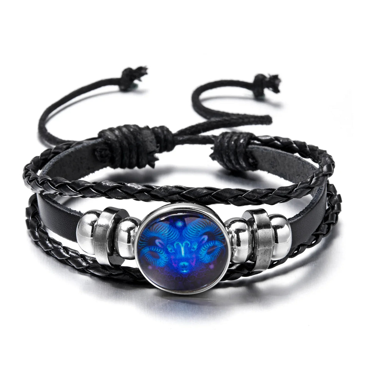 Luminous 12 Zodiac Constellation Sign Braided Couples Leather Bracelet For men Black Rope Charm Party Grow in the dark Jewelry