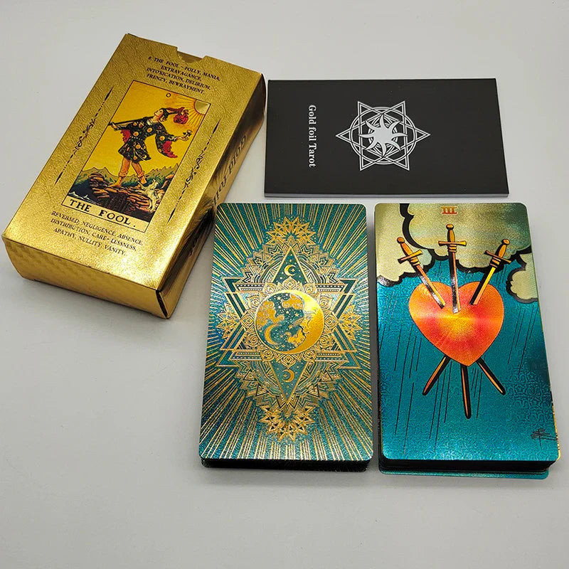Cost Worthy Luxe Gold Foil Tarot Deck With Nice Plastic Package Board Game of Oracle Cards For Beginners | | Wiccan Center
