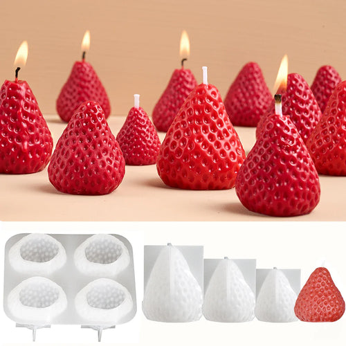 3D Strawberry Aromatherapy Candle Silicone Mold DIY Handmade Romantic Scented for Valentine's Day Party Home Decor Birthday Gift | | Wiccan Center