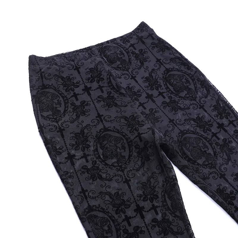 Lace High Waist Flare Pants