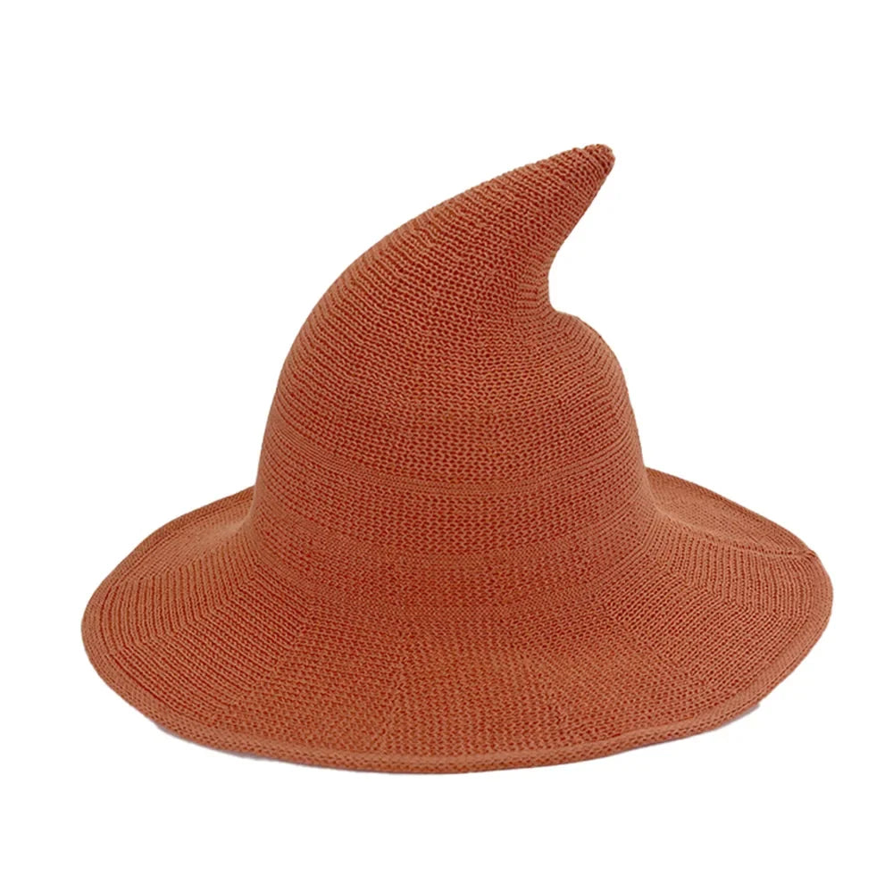 Halloween Witch Hat Long Point Knitted Cap with Wide Brim for Adults | | Wiccan Center