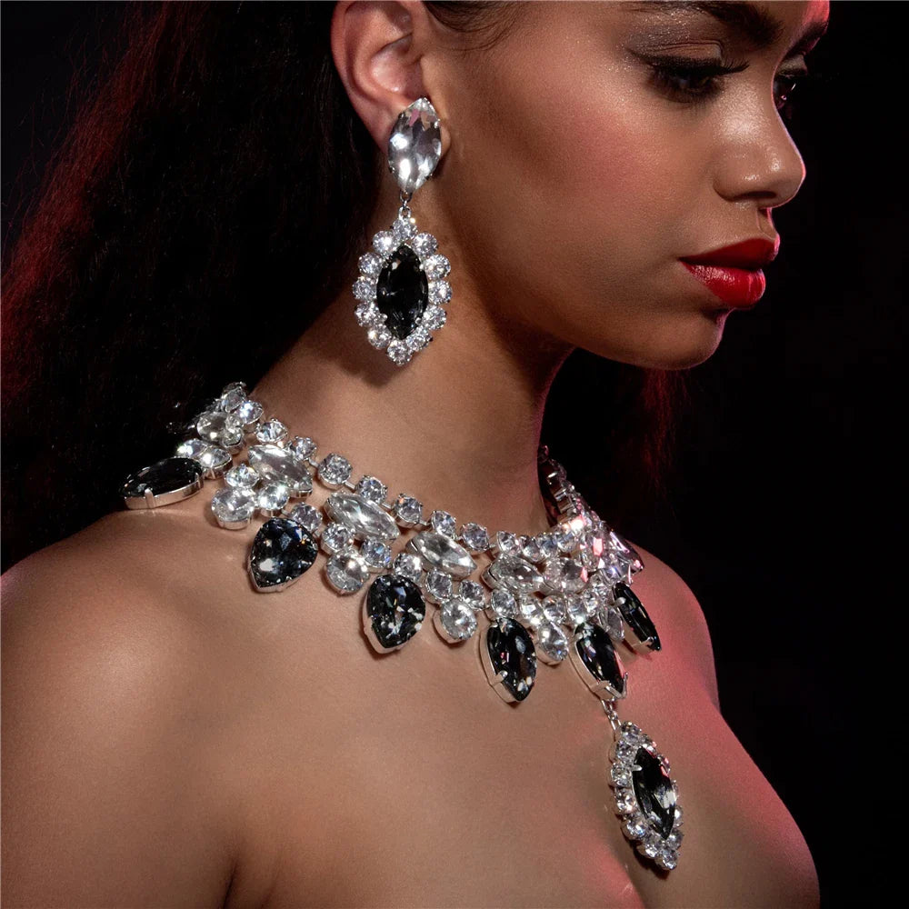 Rhinestone Water Drop Pendant Crystal Drop & Crystal Drop Set