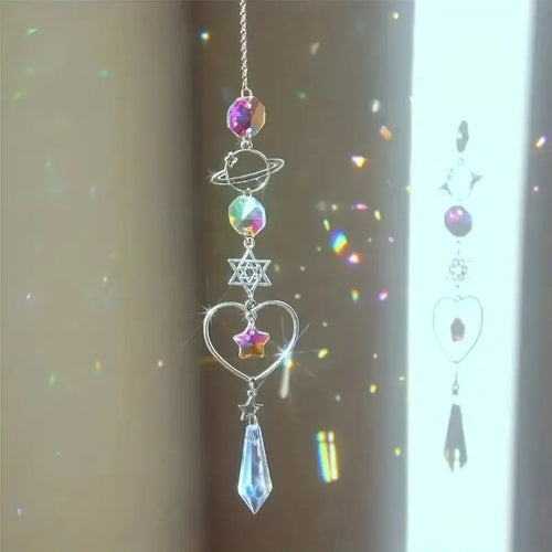 1 Pc Galaxy Star Moon Crystal Wind Chime Pendant for Home Decor Outdoor Garden Suncatcher Holiday Party Supplies | | Wiccan Center