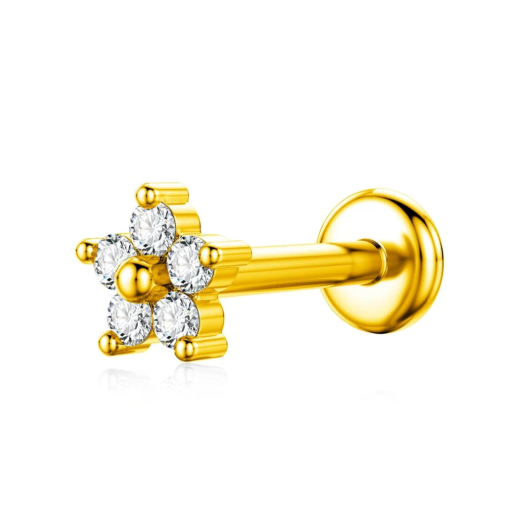 Lightning Internal Thread Labret Piercing Crown Bee Flowers Cartilage Earring Tragus Conch 316L Stainlesss Steel Body Jewelry | | Wiccan Center