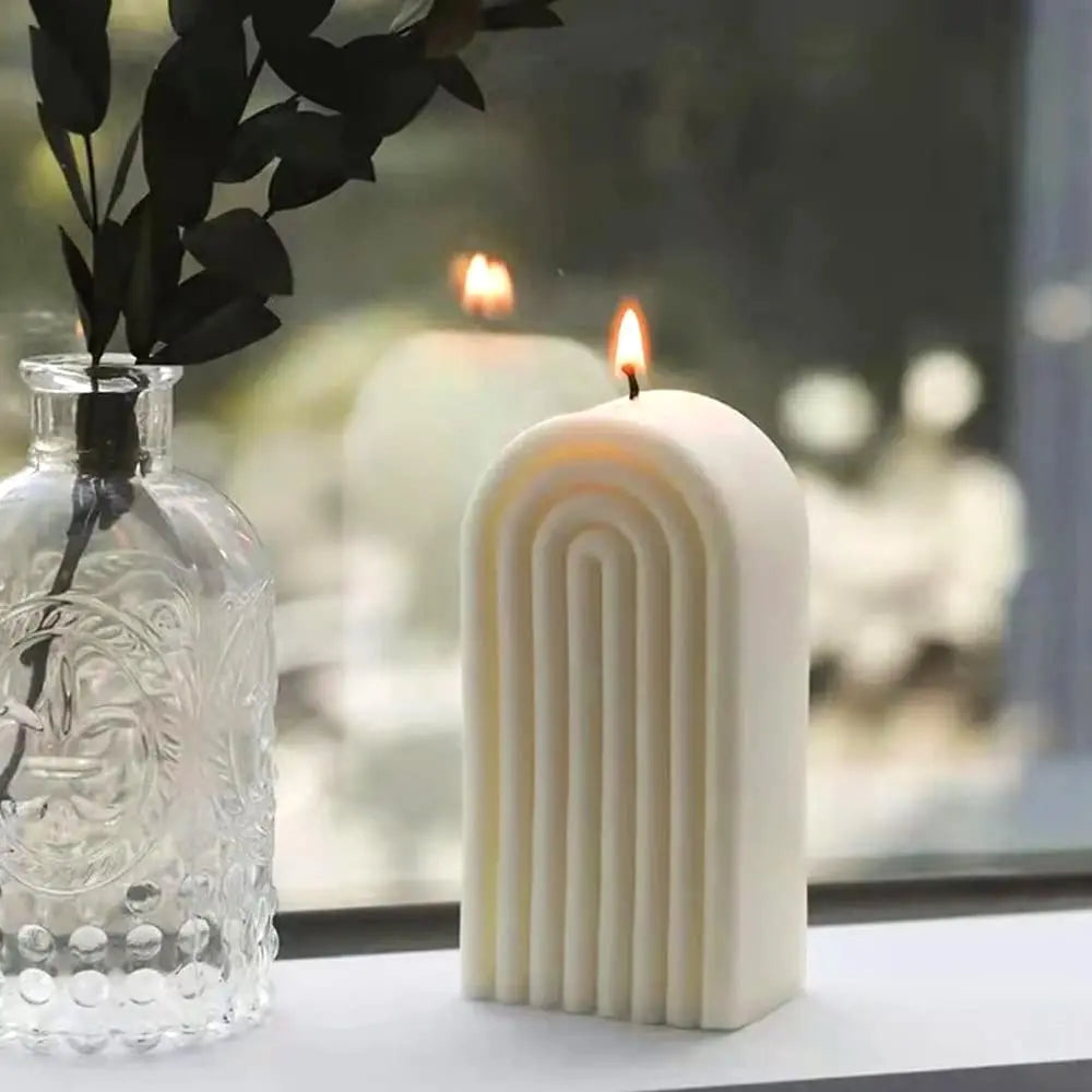 Rainbow Arch Candle Mold, Striped U-Shaped Silicone Mold, Abstract Architectural Resin Moulds for Soap Tray, Handmade Candle 1pc