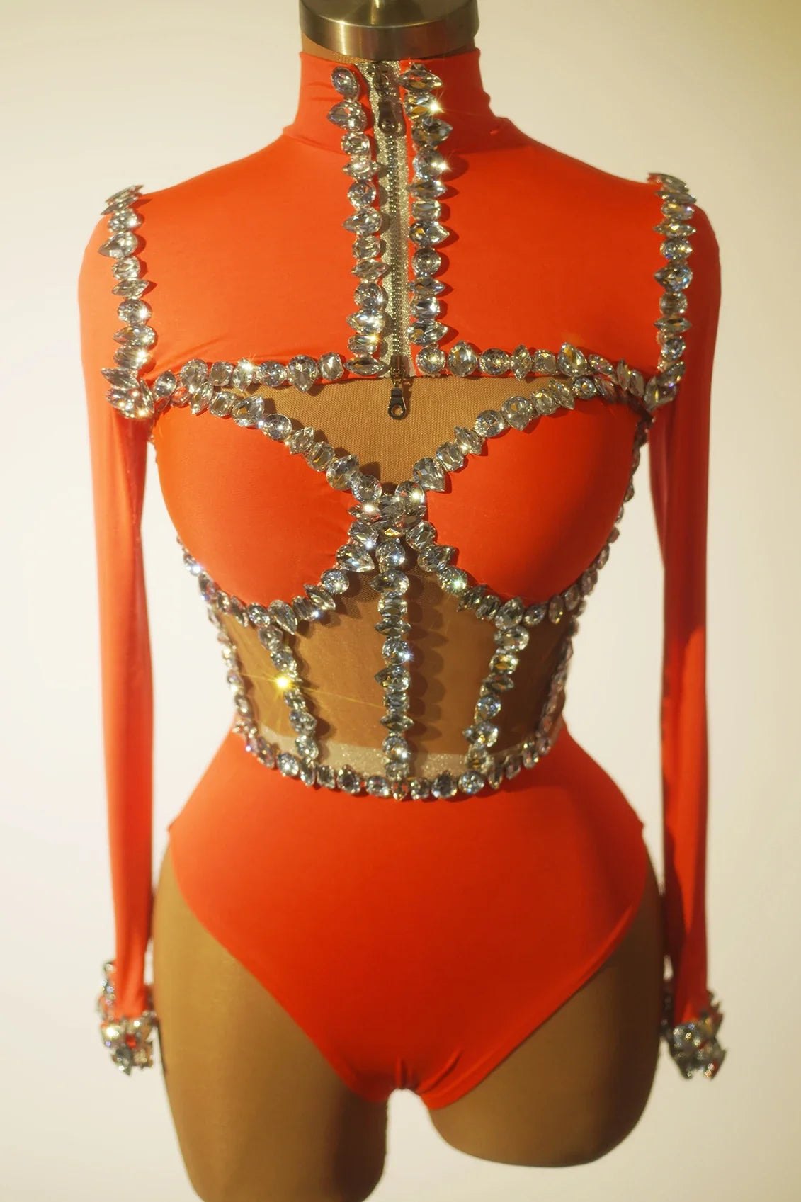 The Stardust Nebula Leotard – Long-Sleeve Rhinestone Stage Bodysuit | Bodysuit | Wiccan Center