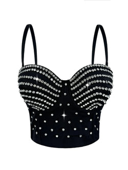 The Stardust Prism Siren – Embroidered Diamond Bustier Corset Crop Top | Costume Tops | Wiccan Center