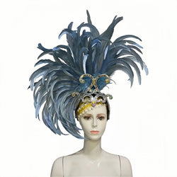 The Stardust Mirage – Exquisite Blue Feathered Samba Carnival Headdress | Headdress | Wiccan Center