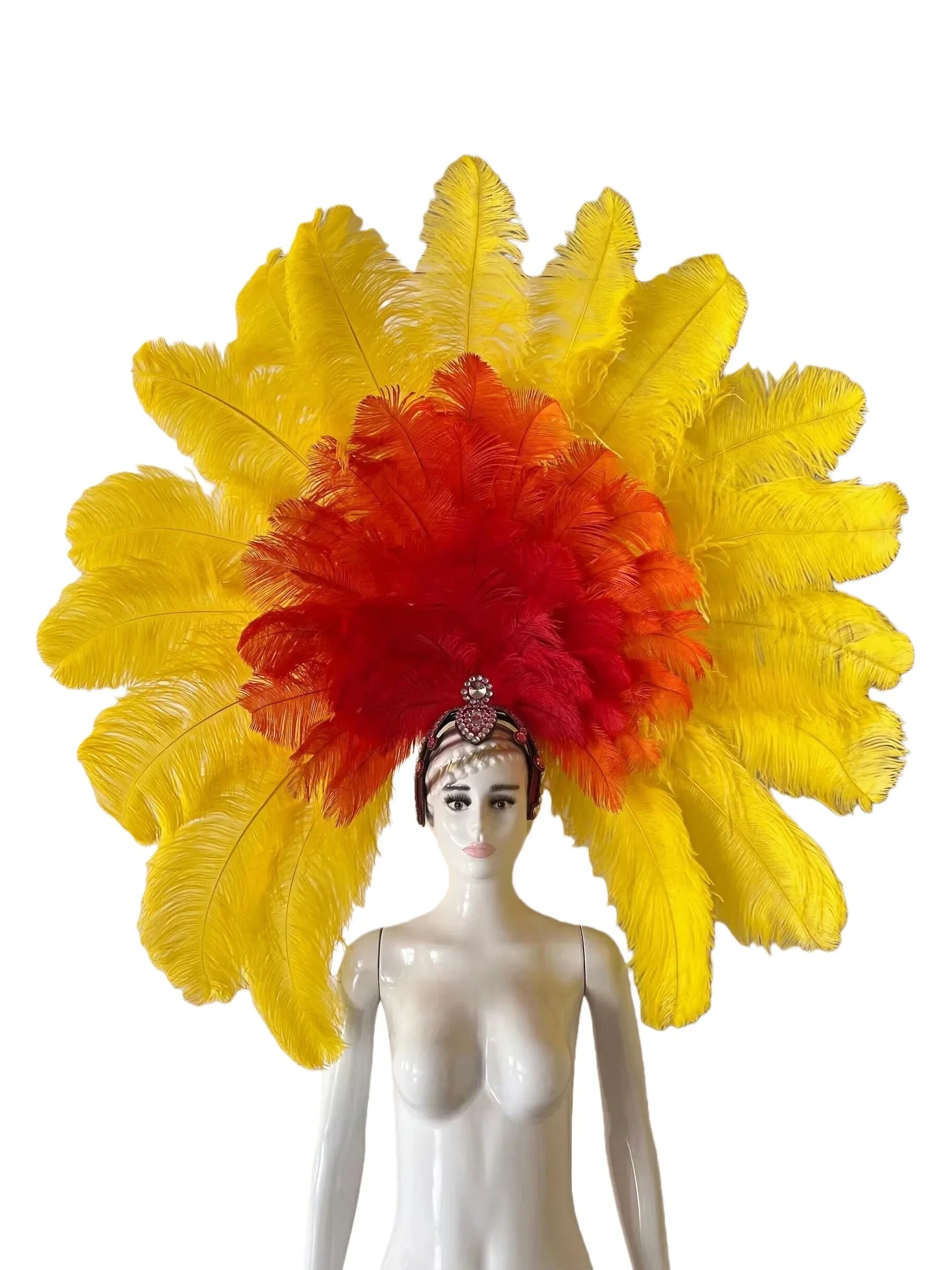 The Stardust Dionysia – Elegant Faux Fur & Rhinestone Samba Carnival Headdress