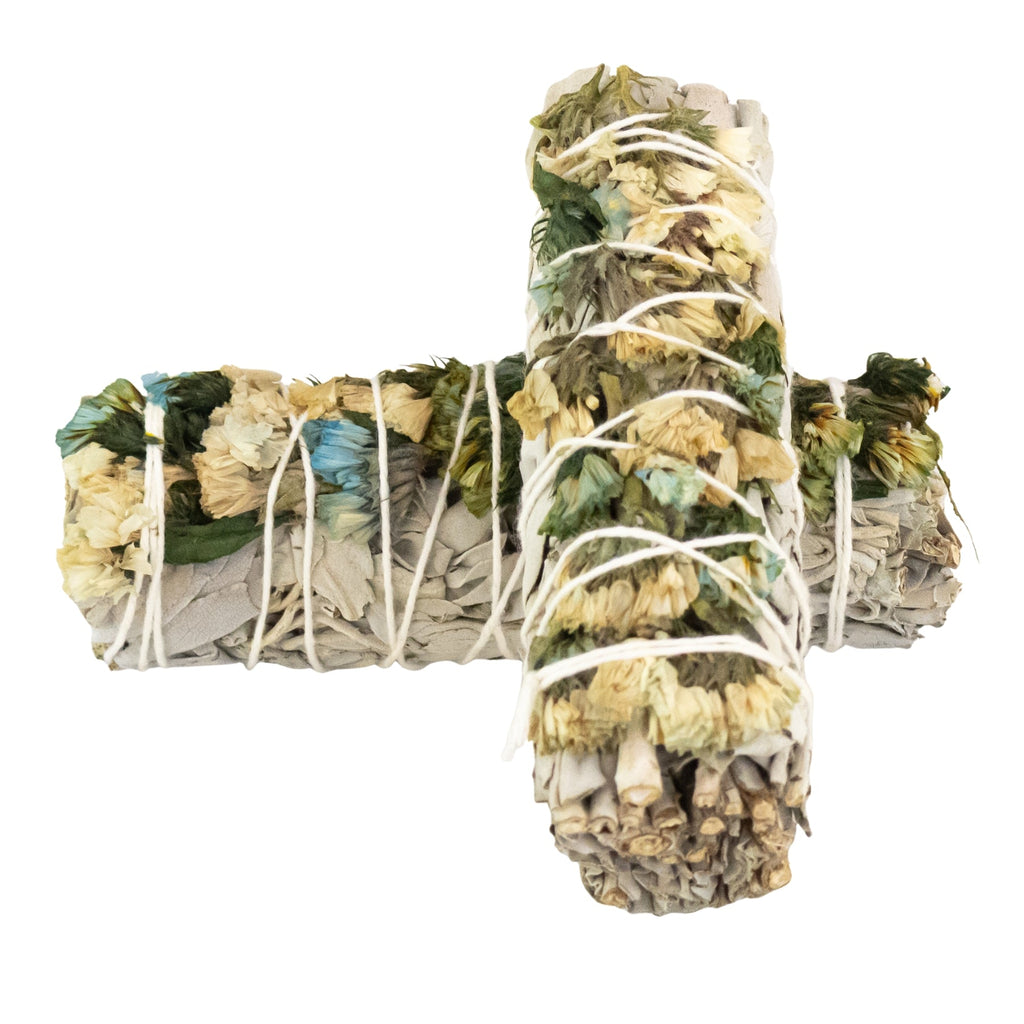 White Sage With Blue Sinuata Smudge Stick | Smudging | Wiccan Center