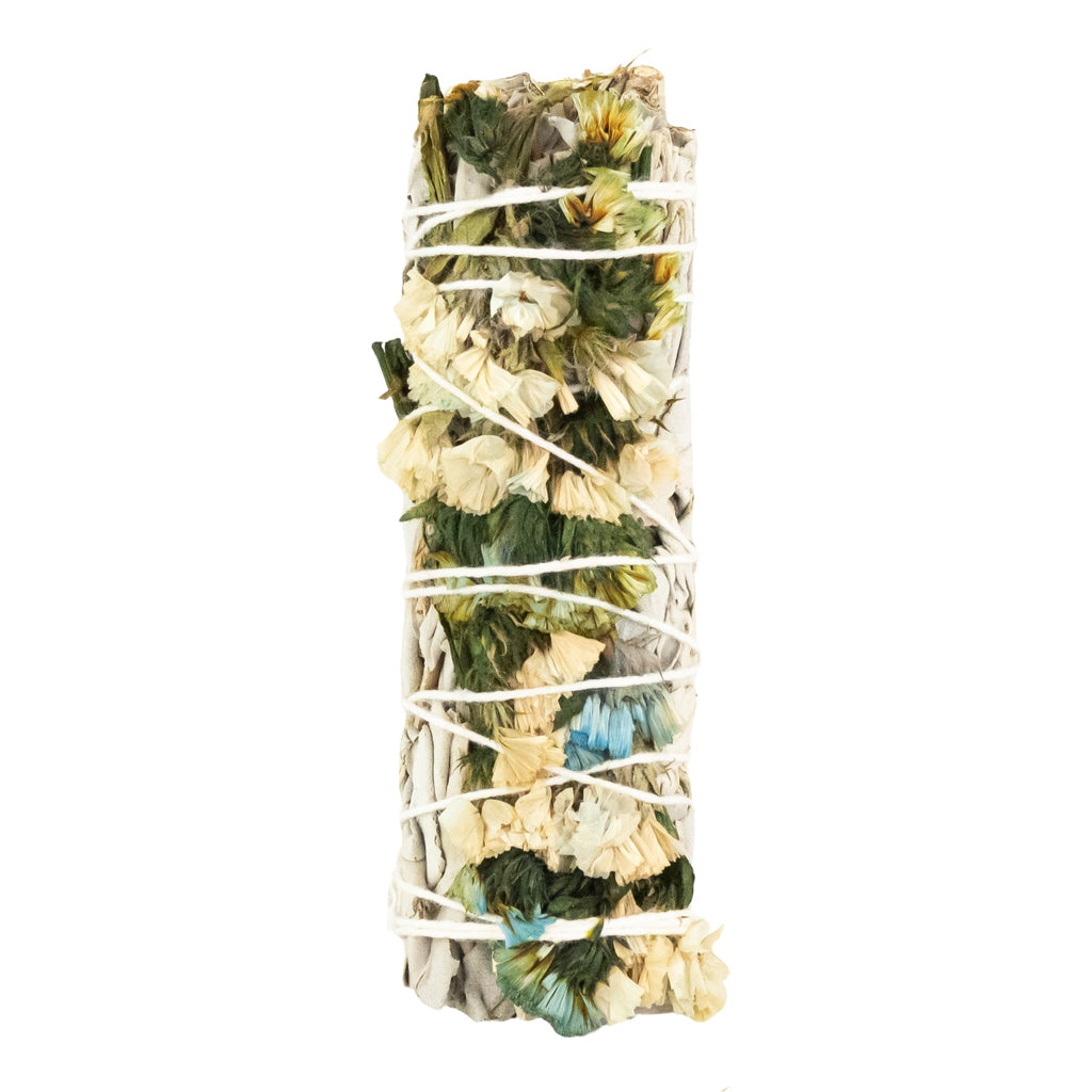 White Sage With Blue Sinuata Smudge Stick | Smudging | Wiccan Center