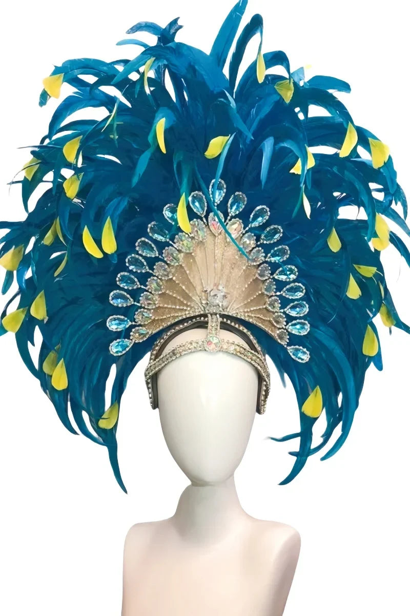 Feather headdress samba costume carnival halloween party bar performance hat makeup dance wings parade