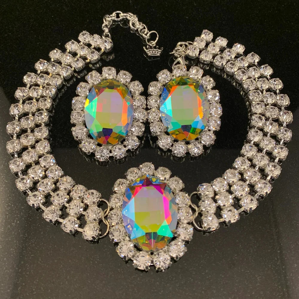 Oval Crystal Large Crystal Drop & Crystal Drops Set | Jewelry Sets | Wiccan Center