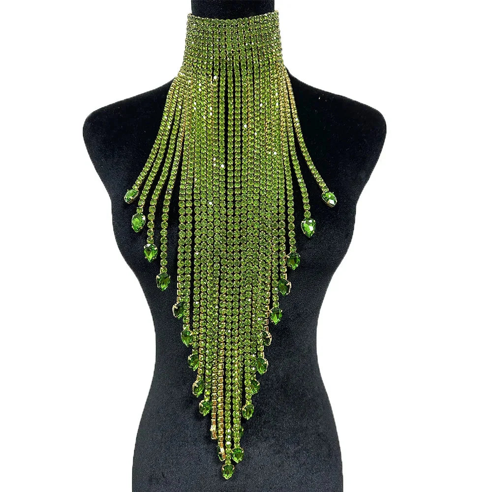 Long Tassel Rhinestone Chain Crystal Drop