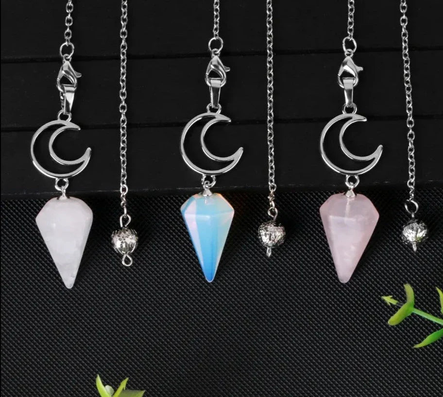 Crystal Crescent Moon Pendulums | Pendulums | Wiccan Center