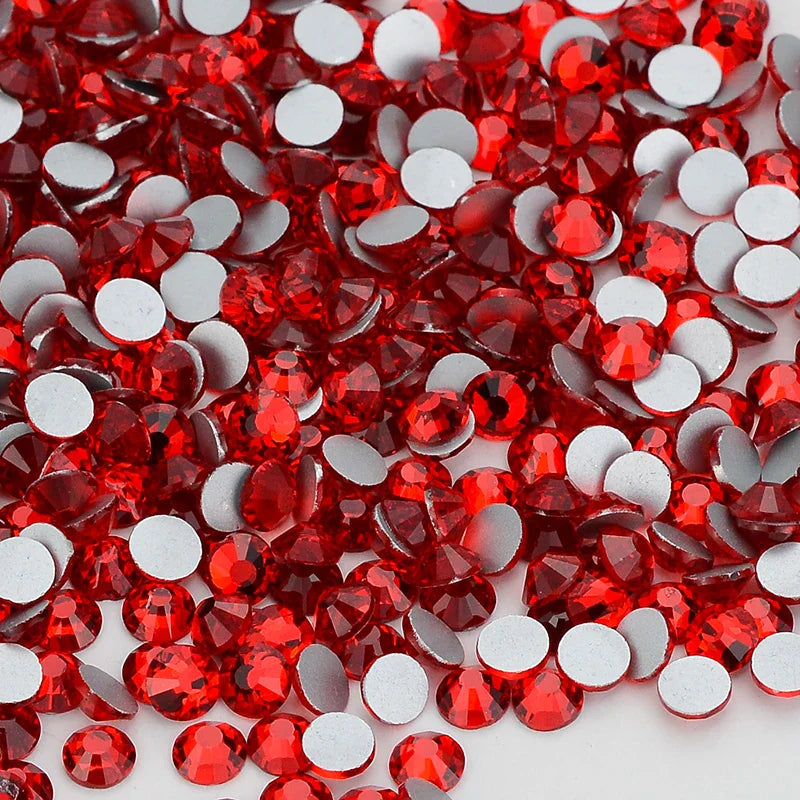 SS3-SS30 Red Series Hotfix Glass Flat-Back Rhinestones