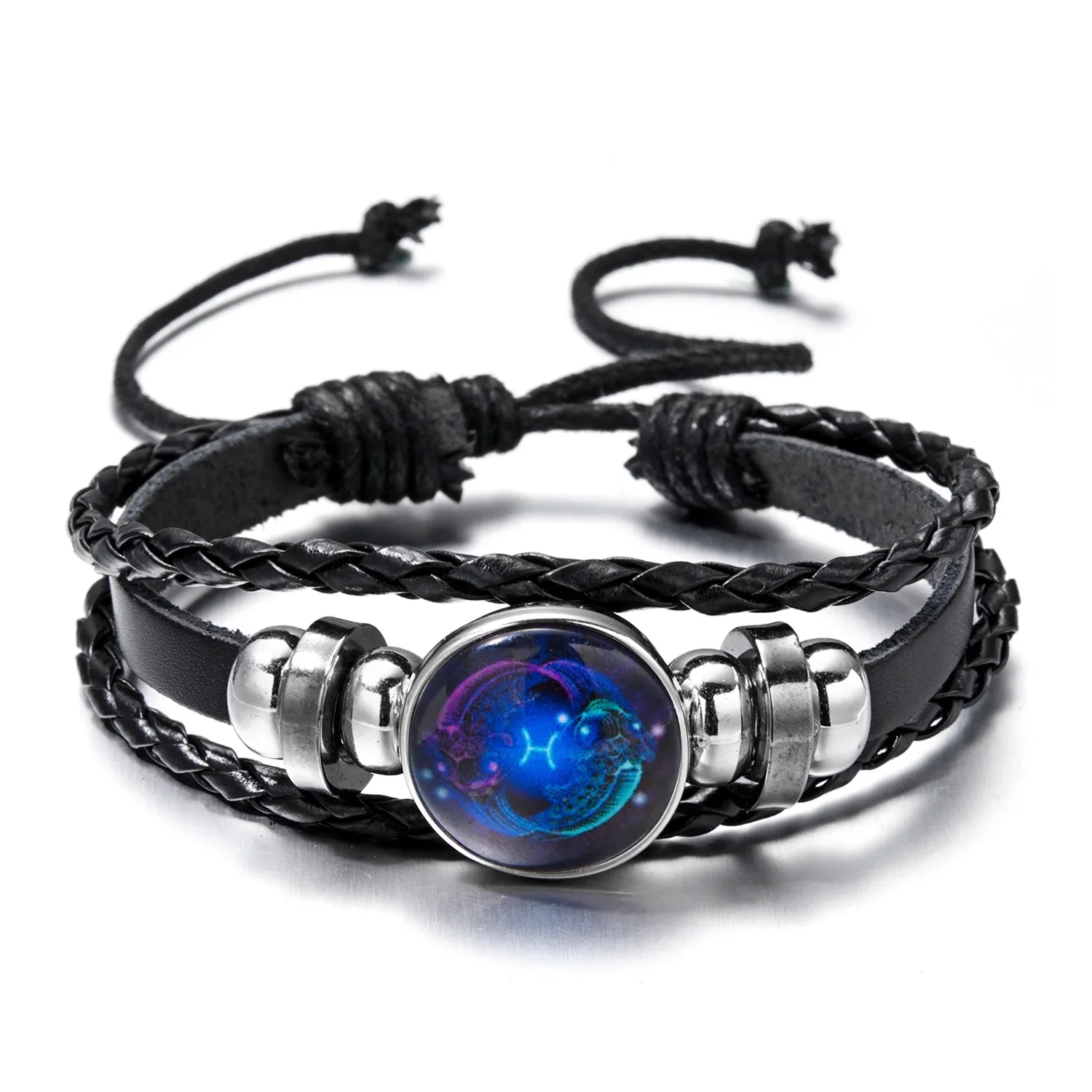 Luminous 12 Zodiac Constellation Sign Braided Couples Leather Bracelet For men Black Rope Charm Party Grow in the dark Jewelry