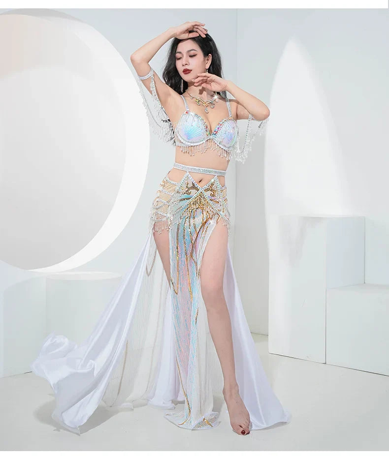 Luxury Sequin Embroidered Crystal Beaded Belly Dance Competition Set | Costume Sets | Wiccan Center