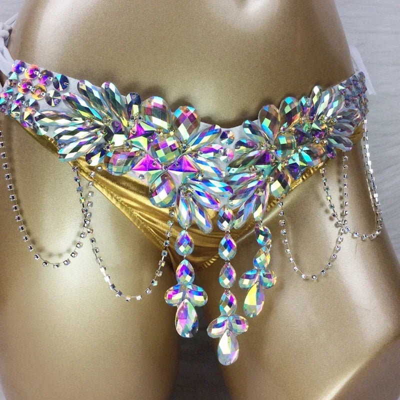 Dazzling Samba Carnival Rhinestone Bikini Set & Belly Dance Stage Costume | Costume Sets | Wiccan Center