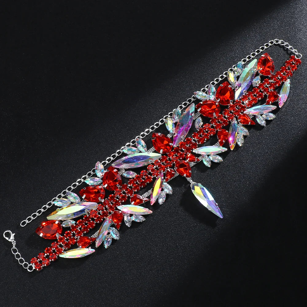 Multicolored Rhinestone Choker Crystal Drop