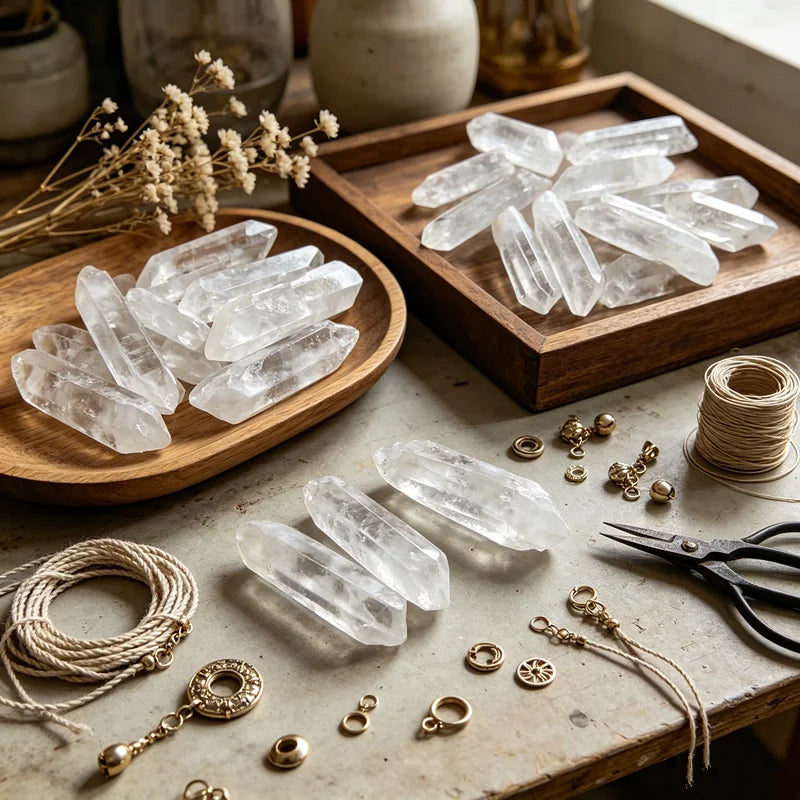 Natural White Crystal Quartz Column Rock Crystal Cluster Clear Quartz Point Healing Wand Treatment Home Decoration Stone