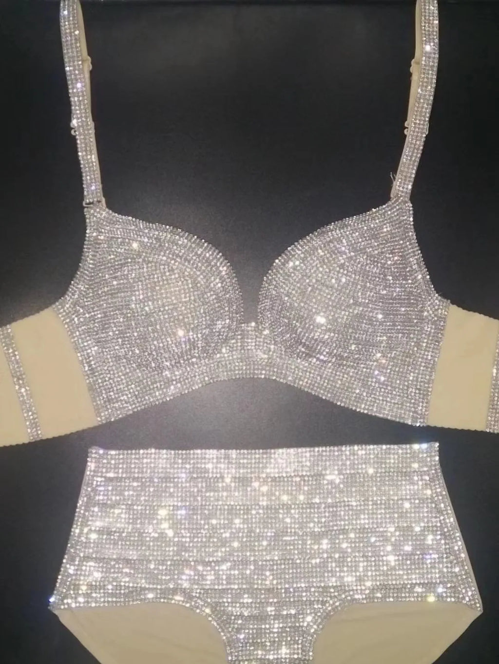Dazzling Shimmer Crystal Bikini & High-Waist Dance Performance Costume Set | Costume Sets | Wiccan Center