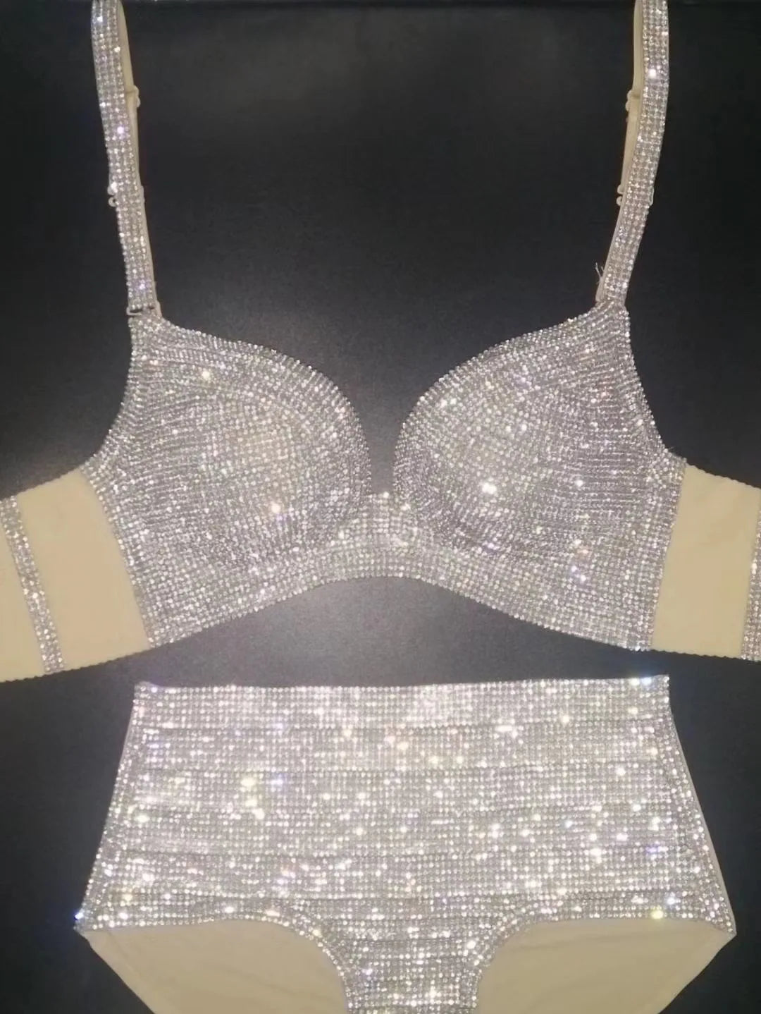 Dazzling Shimmer Crystal Bikini & High-Waist Dance Performance Costume Set | Costume Sets | Wiccan Center