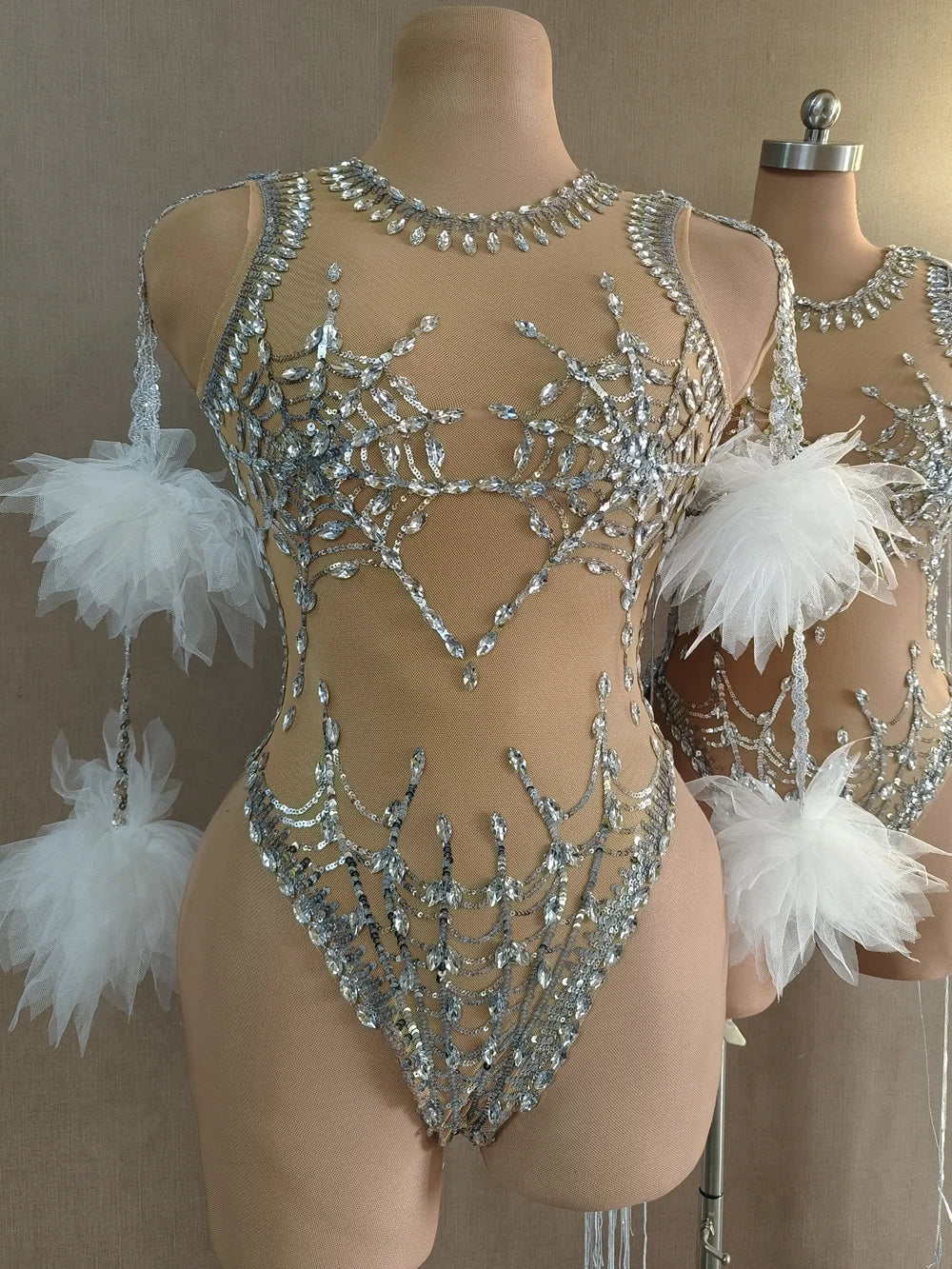 The Stardust Spider – Sexy Silver Sequins & Rhinestone Mesh Bodysuit | Bodysuit | Wiccan Center