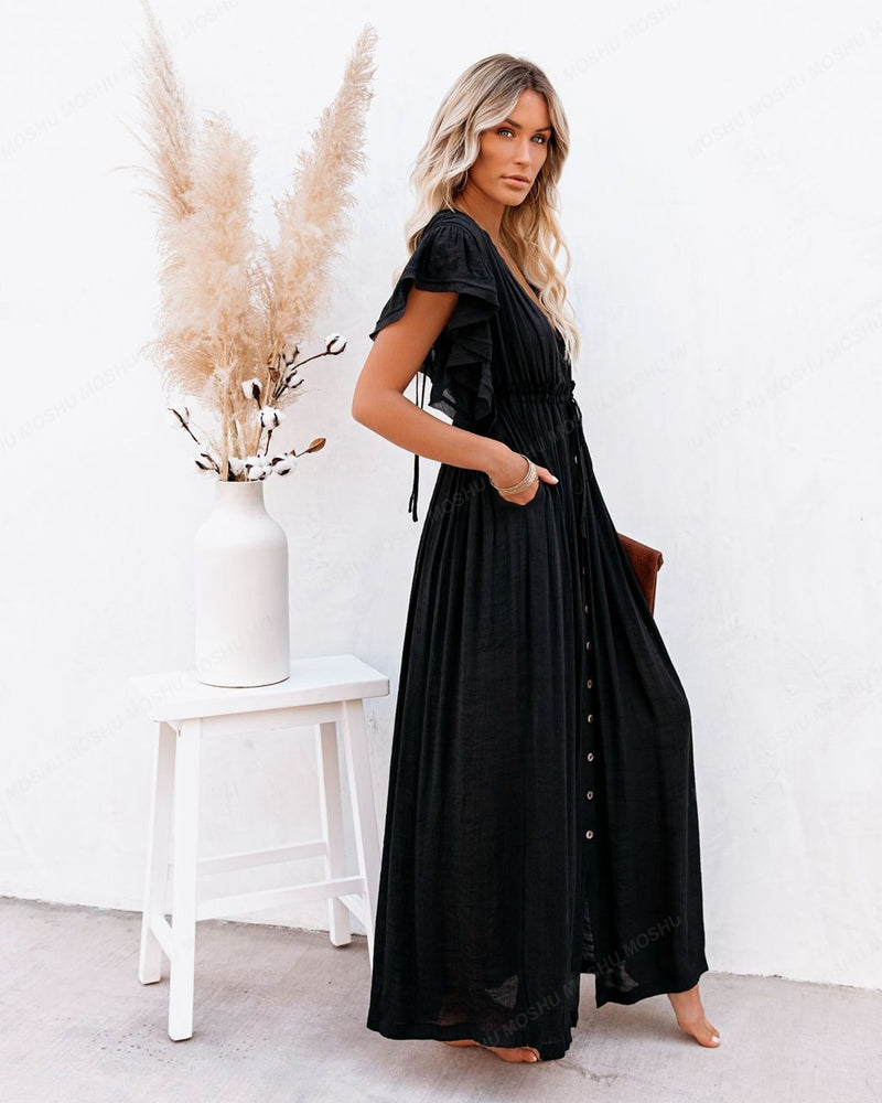 Summer Beach Maxi Dress Women Boho Long Bikini Cover Up High Waist Casual V-Neck Dresses | Dresses | Wiccan Center