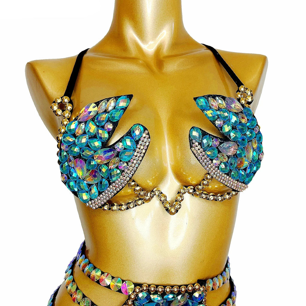 Sparkly Samba Carnival Stone Wire Bra & Bikini Bottom Set Stage Costume | Costume Sets | Wiccan Center