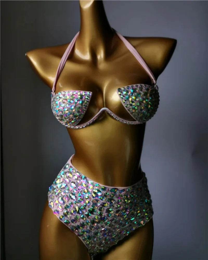 The Venus Horizon Rhinestone Bikini – Premium Crystal Triangle Showgirl Set | Costume Sets | Wiccan Center