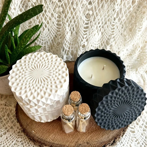 1set Ripple Candle Cup Resin Mold Cylinder Plaster Candle Jar Concrete Flower Pot Silicone Mold For Candle Home Decor | | Wiccan Center