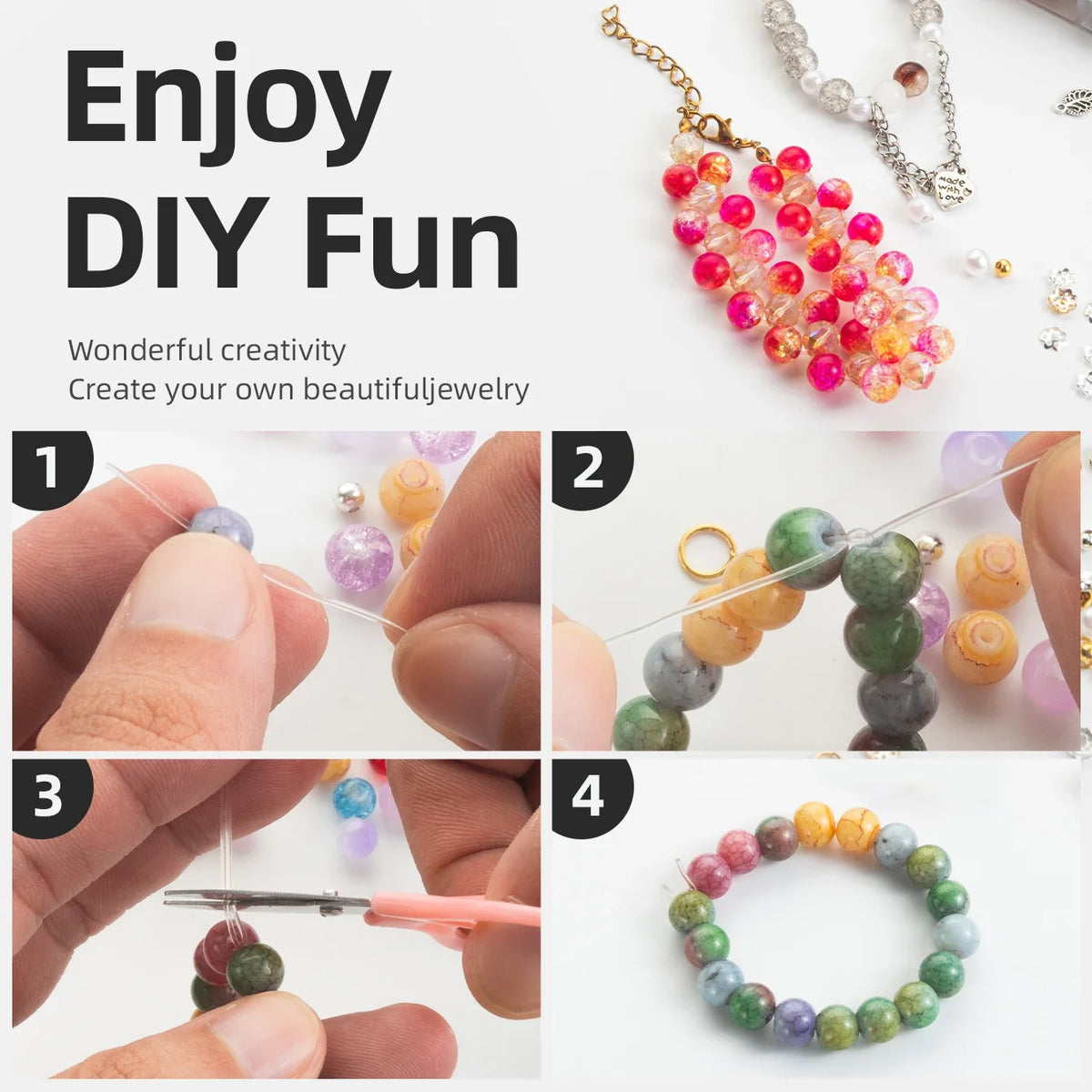 Glass Beads Bracelet Making Kits 28 Colors 8mm Crystal Beads Round Gemstone Stone Beads with Accessories for Jewelry Making DIY | | Wiccan Center