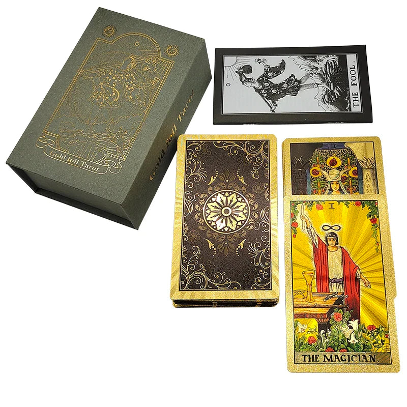 Gold Foil Tarot Plastic Cards Rose Pink Oracle Waterproof Card Deck Mysterious Board Game Divination Cards | | Wiccan Center