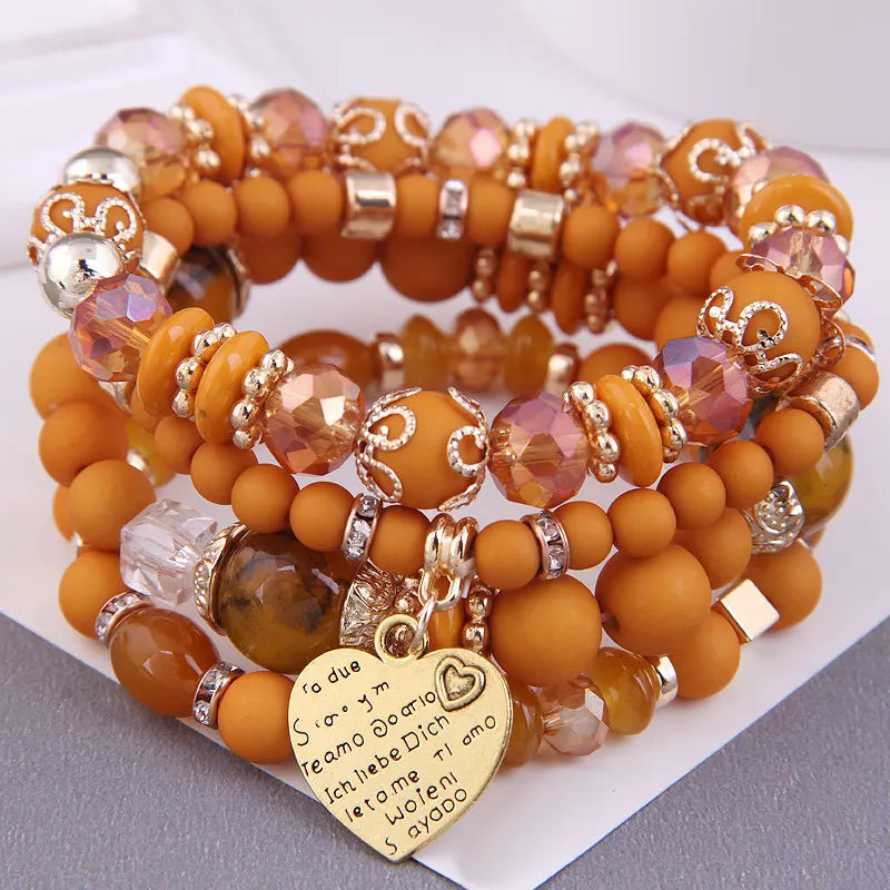 DIEZI Ethnic Bohemian Multicolor Crystal Beads Strand Bracelets Women Men Heart Tree Of Life Charm Bracelet Pulseira Feminina