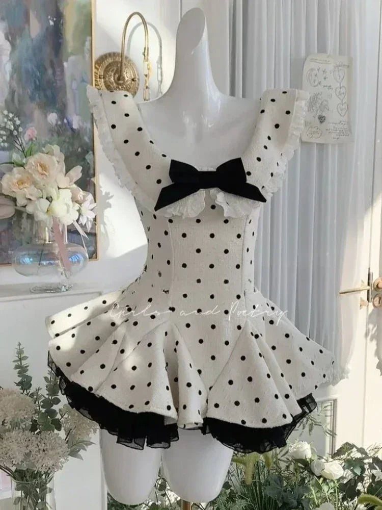 Black French Vintage Elegant Design Woman Dress Gothic Off Shoulder Retro Mini Dress Female Fairy Birthday Party Chic Outfits | | Wiccan Center
