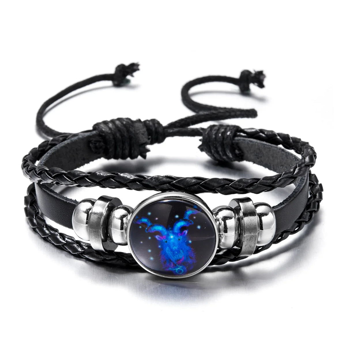 Luminous 12 Zodiac Constellation Sign Braided Couples Leather Bracelet For men Black Rope Charm Party Grow in the dark Jewelry