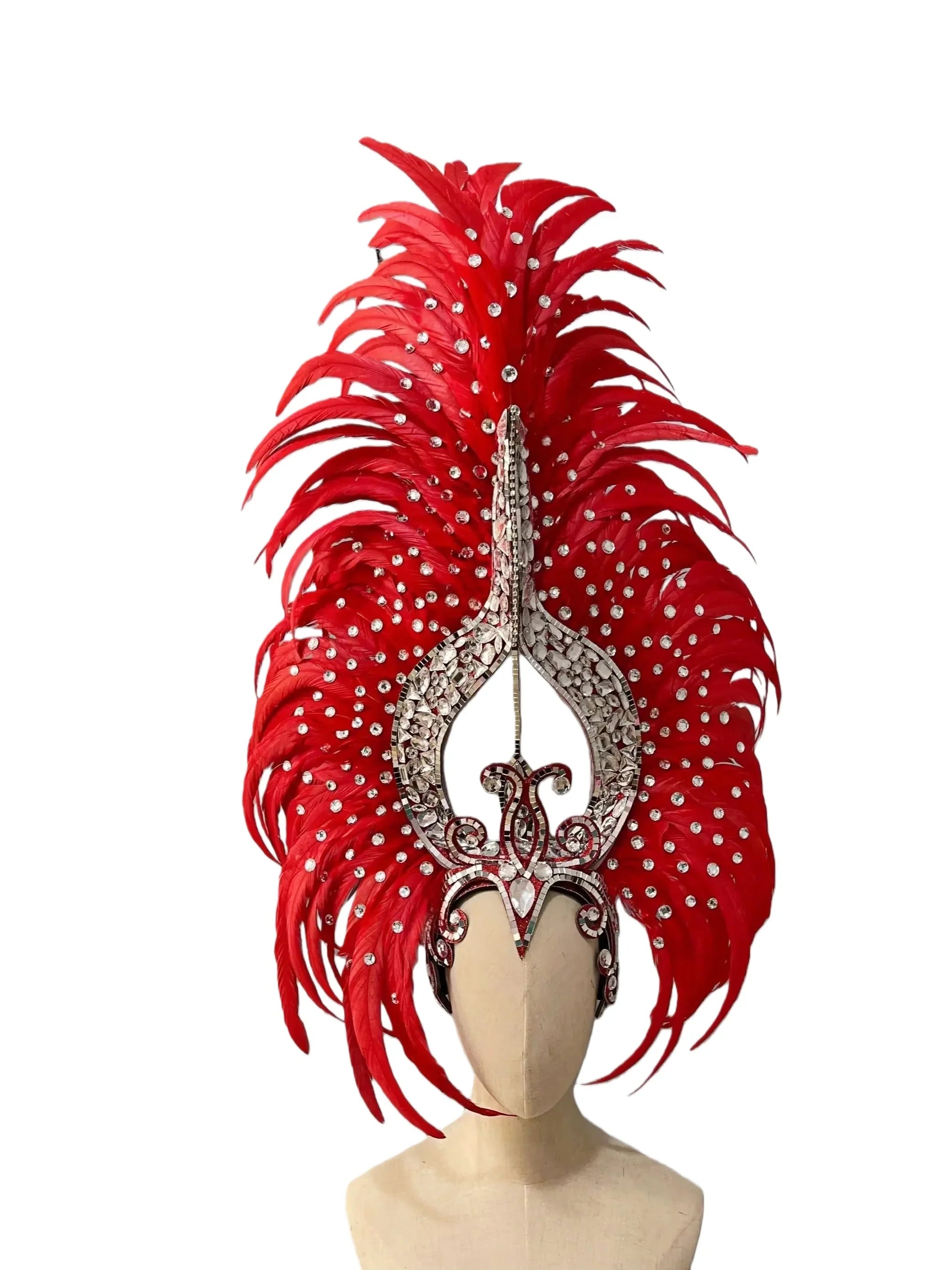 The Stardust Sovereign – Majestic Feathered Samba Carnival Headdress | Headdress | Wiccan Center