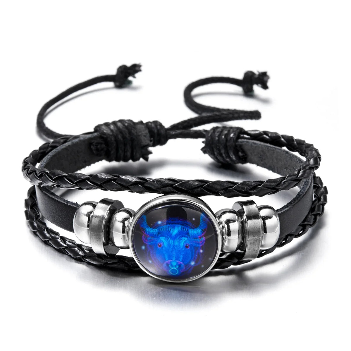 Luminous 12 Zodiac Constellation Sign Braided Couples Leather Bracelet For men Black Rope Charm Party Grow in the dark Jewelry
