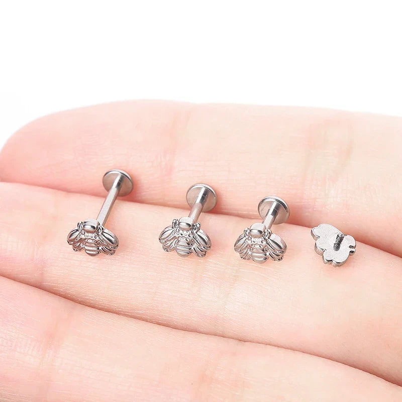 G23 Titanium Snake Bee Feather Labret Piercing 16G Internal Thread Earring Stud Cartilage Helix Body Jewelry | | Wiccan Center