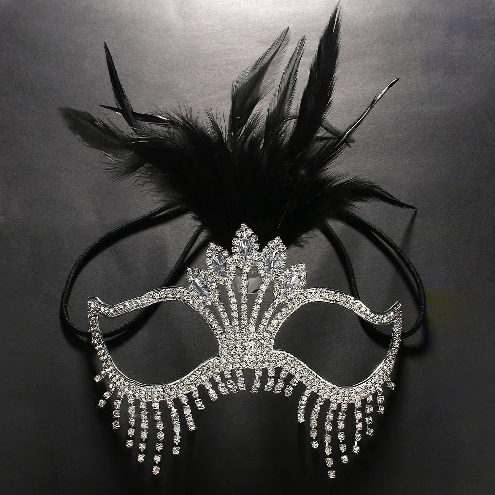 Carnival Feather Masquerade Crystal Mask | Masks | Wiccan Center