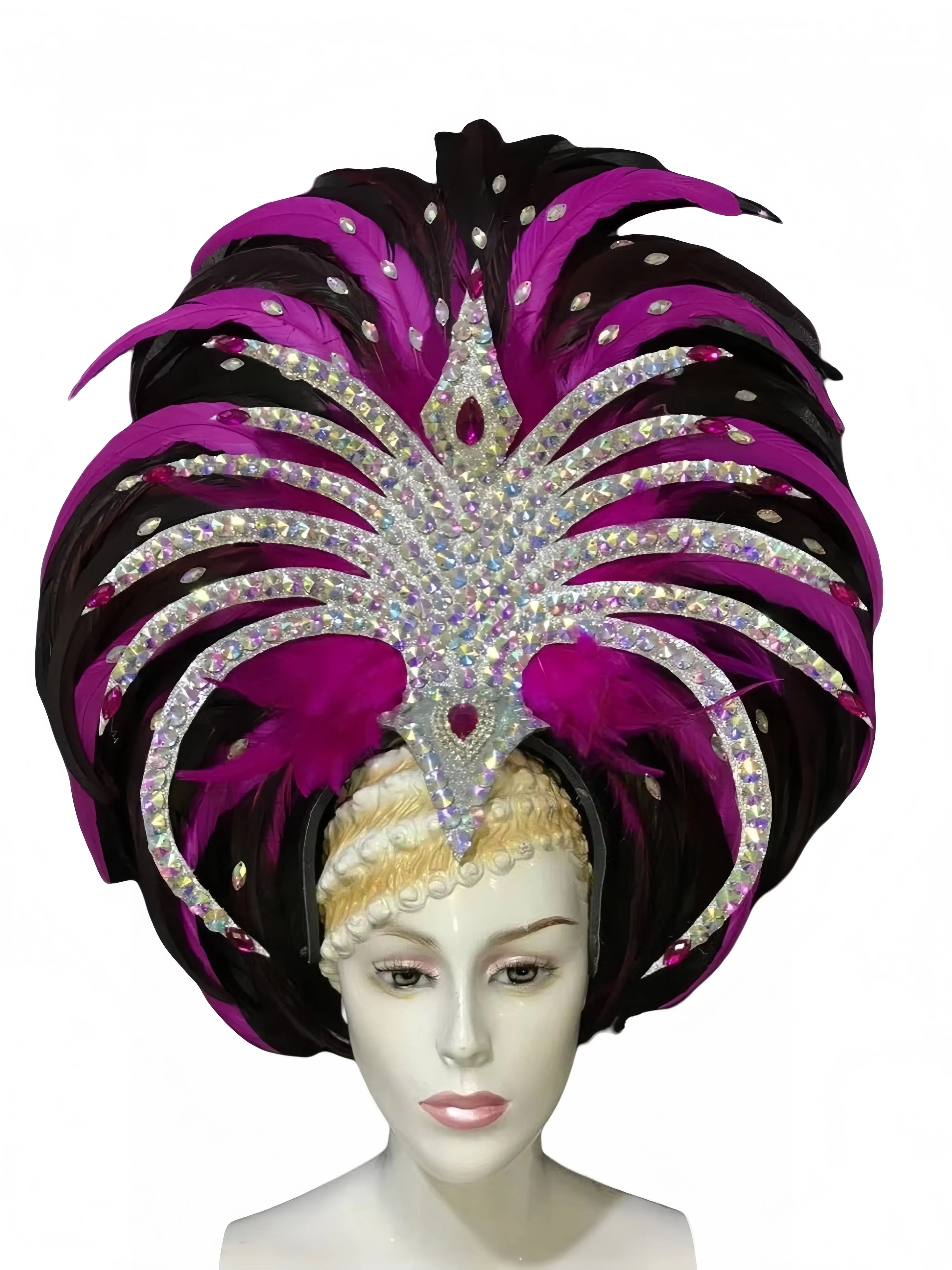 Feather headdress samba costume carnival halloween party bar performance hat makeup dance wings parade