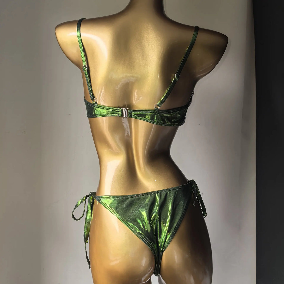 Emerald Green Rhinestone String Bikini Set Crystal Costume Set Beach Pool Party | Costume Sets | Wiccan Center