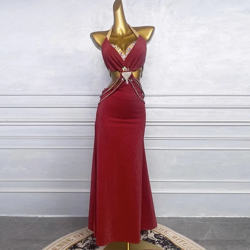 Custom Beaded & Embroidered Red Oriental Belly Dance Suit Performance Costume | Costume Sets | Wiccan Center
